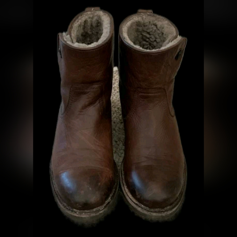 FRYE Brown Leather MARA Fur Lined Ankle Boots Sz 7.5